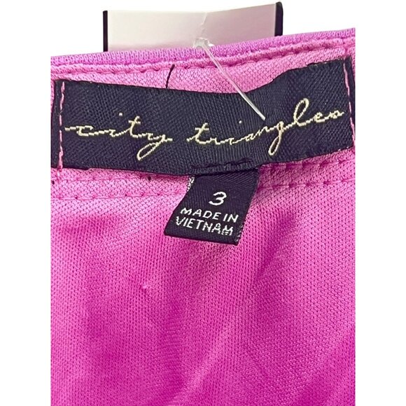 City Triangles Purple Pleated Illusion Dress Handkerchief Hem Size 3 Cocktail - Picture 7 of 8